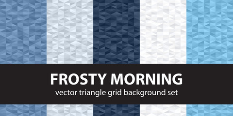 Triangle pattern set Frosty Morning. Vector seamless geometric backgrounds