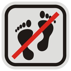 Tracks, frame,prohibition of walking. Label, vector icon.