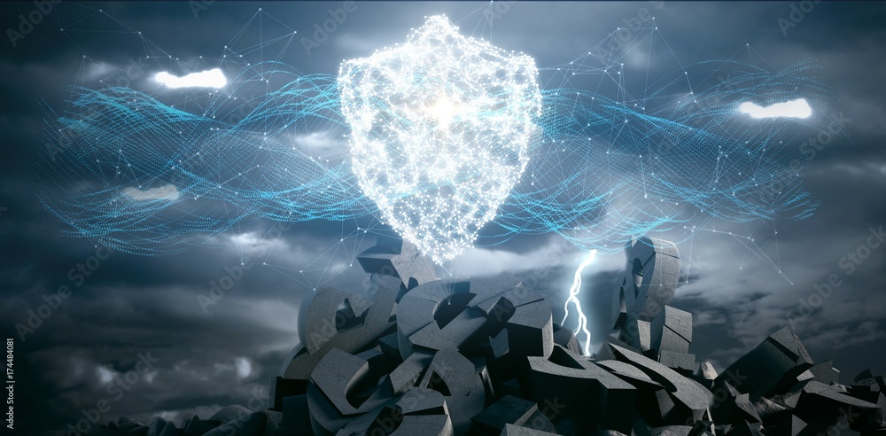 Aufkleber composite image of composite image of glowing shield and