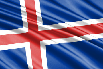 Fototapeta premium waving flag iceland