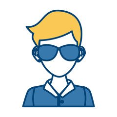 Young man with sunglasses cartoon icon vector illustration graphic design