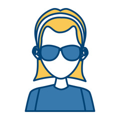 Young woman with sunglasses cartoon icon vector illustration graphic design