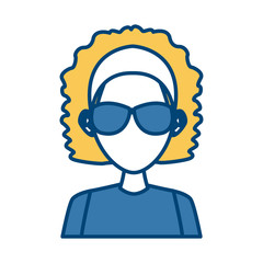 Young woman with sunglasses cartoon icon vector illustration graphic design