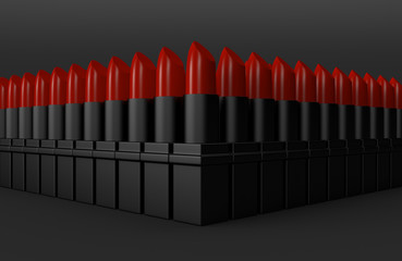 3d illustration - lipsticks pack shot with clipping path, cosmetic makeup beauty concept.