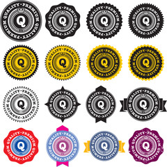 Premium quality label. Vector sign set.