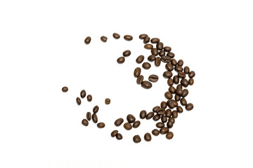 Coffee beans isolated on white background. Close up image.