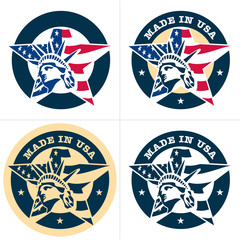 Made in USA. Vector badge, label. Star.