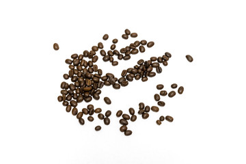 Coffee beans isolated on white background. Close up image.