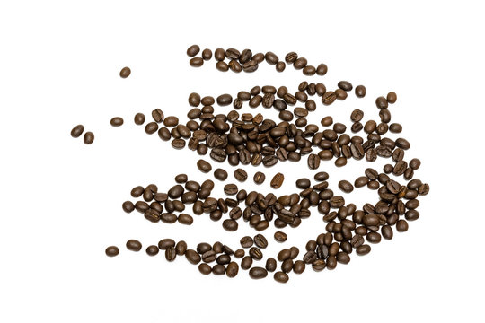 Coffee beans isolated on white background. Close up image.