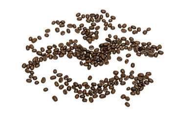 Coffee beans isolated on white background. Close up image.
