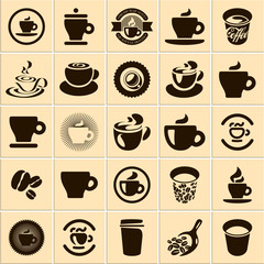 Coffee cup set. Tea cup. Vector icon collection.