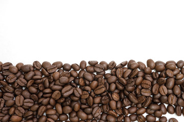 Coffee beans for background isolated on white. Close up image and high resolution.