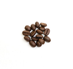 Coffee beans isolated on white background. Close up image.