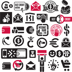 Money and banking icons set