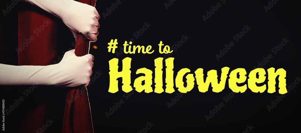 Poster composite image of digital image of time to halloween text