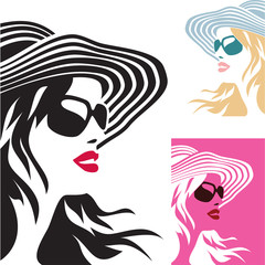 Woman. Woman face. Woman with hat. Woman with sunglasses.