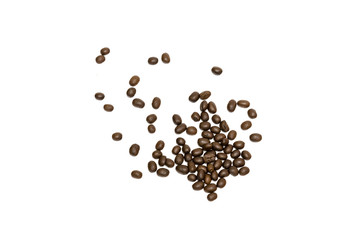 Coffee beans isolated on white background. Close up image.