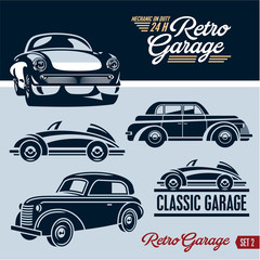 Classic cars. Retro cars garage