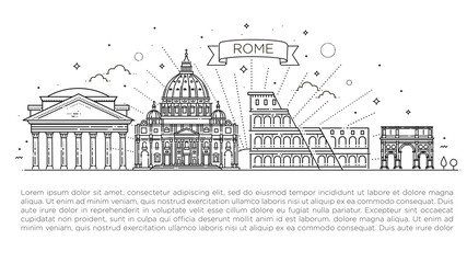 Fototapeta na wymiar Linear vector icon for Vatican Rome Italy. Tourist attractions of Rome