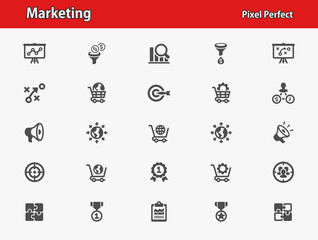 Fototapeta na wymiar Marketing Icons. Professional, pixel perfect icons optimized for both large and small resolutions. EPS 8 format.