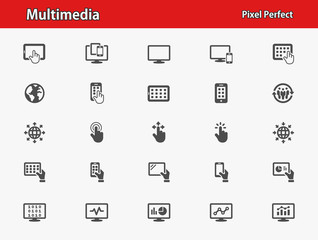 Multimedia Icons. Professional, pixel perfect icons optimized for both large and small resolutions. EPS 8 format.