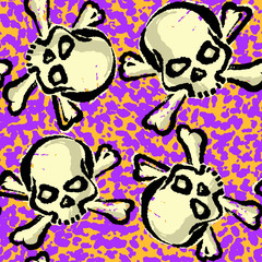 Skull with bones seamless pattern