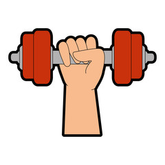 hand human with weight lifting isolated icon