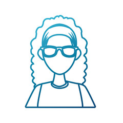 Young woman with sunglasses cartoon icon vector illustration graphic design