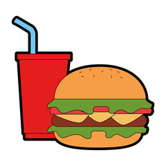 delicious burger with soda