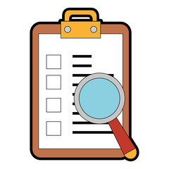 checklist clipboard with magnifying glass