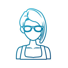 Young woman with sunglasses cartoon icon vector illustration graphic design