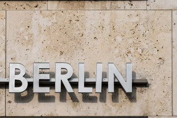 Word Berlin on wall , Berlin capital 3d letters