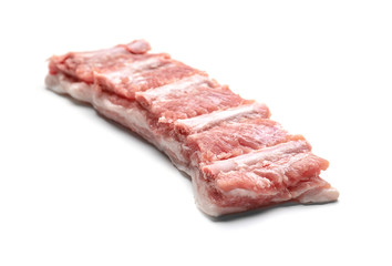 Fresh raw ribs on white background