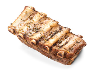 Grilled ribs on white background