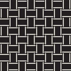 Crosshatch vector seamless geometric pattern. Crossed graphic rectangles background. Checkered motif. Seamless black and white texture of crosshatched lines. Trellis simple fabric print.