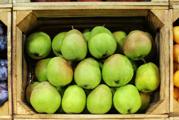 Fresh pears at market