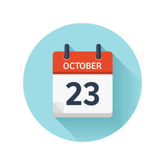 October 23. Vector flat daily calendar icon. Date and time, day, month 2018. Holiday. Season.