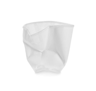 Crushed Paper Cup On White Background