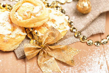 Homemade Christmas cookies with festive decoration.  xmas  dessert,