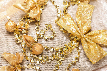 New Years Eve corner border of confetti and decor