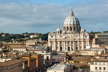 Fototapeta na wymiar View of San Peter basilica, Rome, Italy.