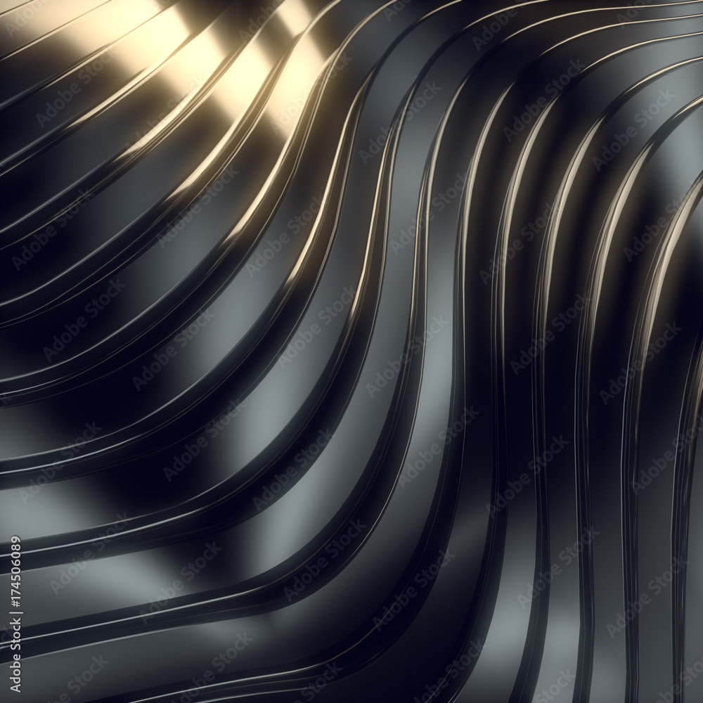 Poster Wave band abstract background surface 3d rendering