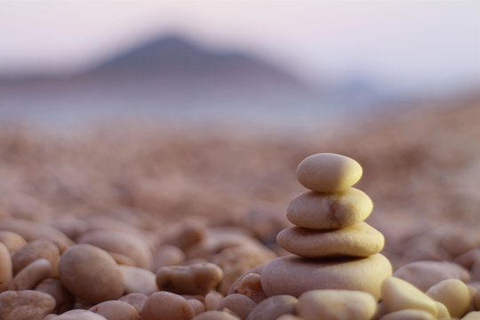 Stacked stones on a beach