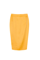 Yellow pencil skirt isolated on white background 
