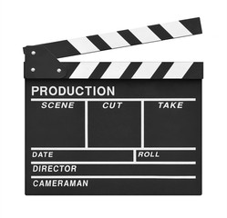 Fototapeta premium Movie clapper board on white background.