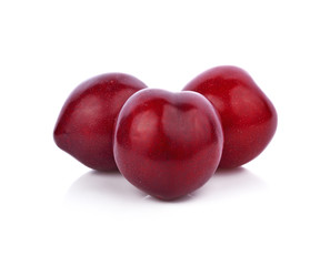 Fresh plum is isolated on white background.
