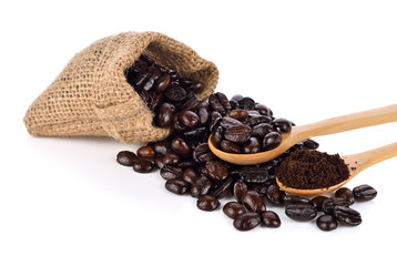  coffee beans isolated on white background.