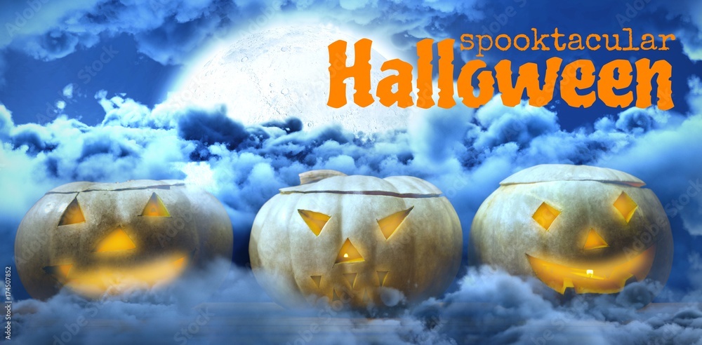 Poster composite image of graphic image of spooktacular halloween text