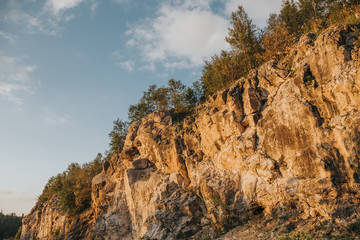 Orange Rocky Mountains at sunset
