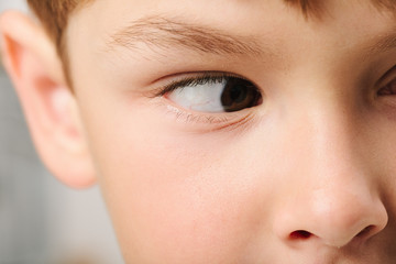 Caucasian European school boy closeup portrait